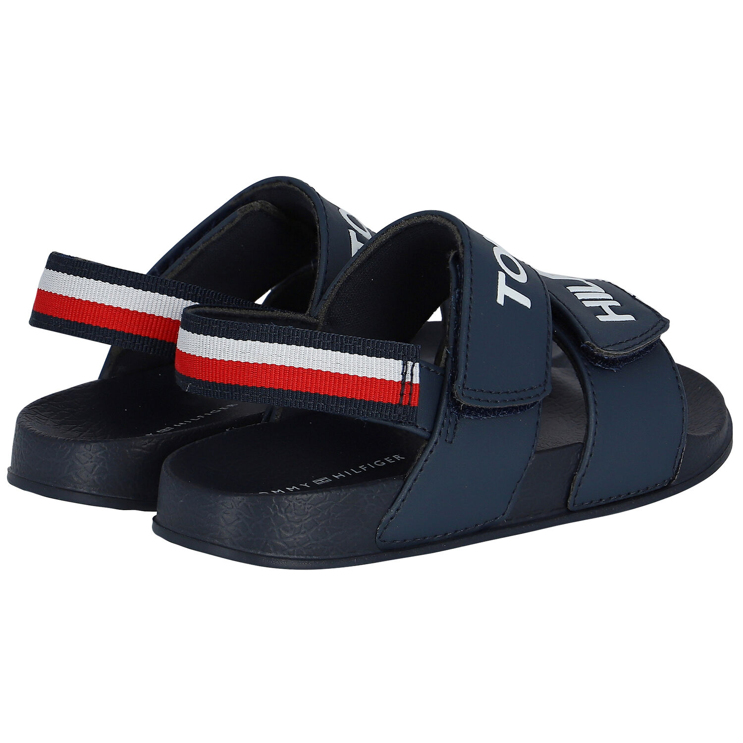 Boys Navy Blue Logo Sandals, 1, hi-res