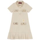 Girls Beige & Gold Logo Polo Dress, 1, hi-res