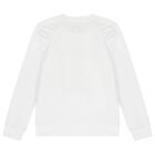 Girls White Teddy Bear Logo Sweatshirt, 1, hi-res