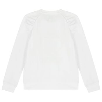 Girls White Teddy Bear Logo Sweatshirt