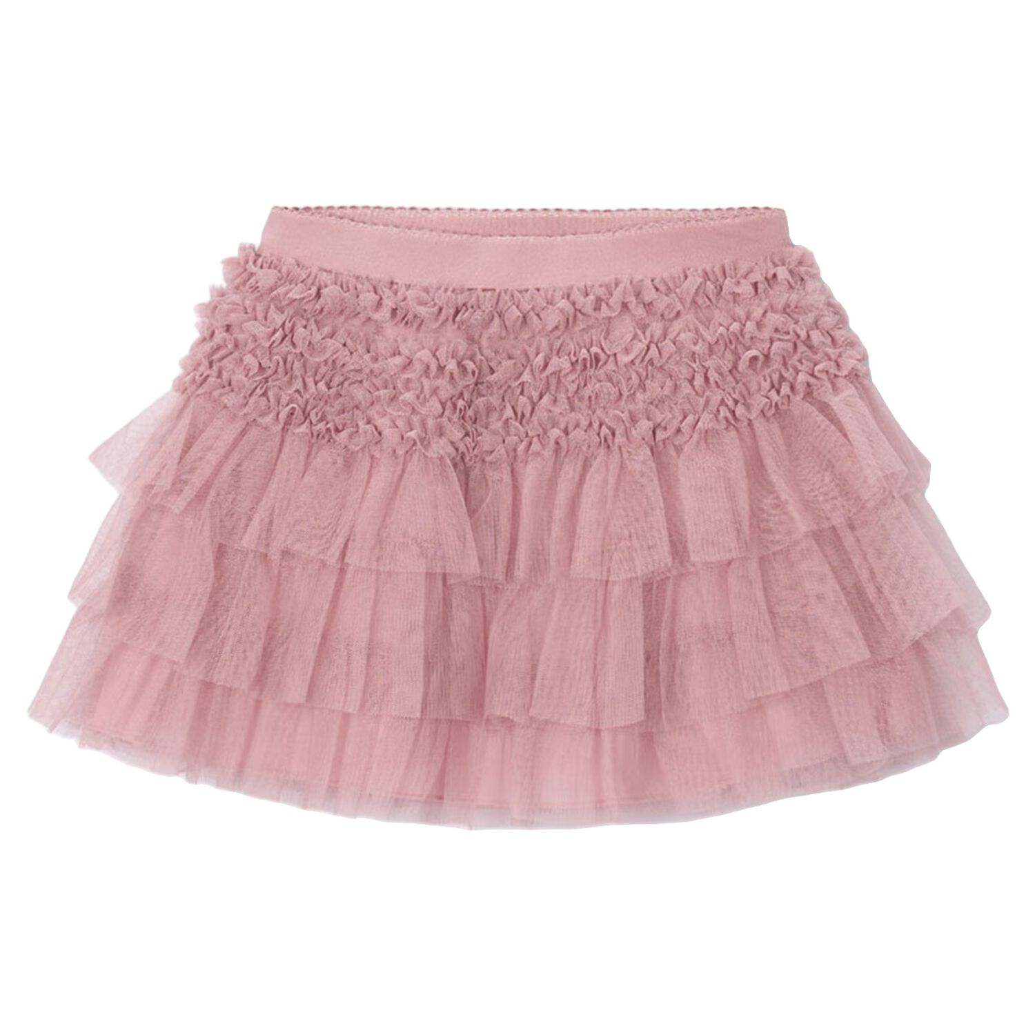 Girls Pink Tulle Ruffled Skirt, 1, hi-res