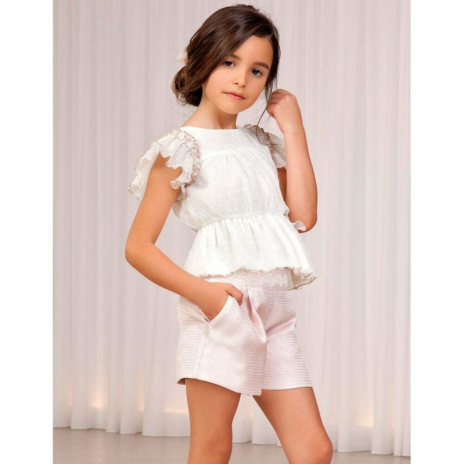 Girls Pink Shimmer Shorts, 1, hi-res