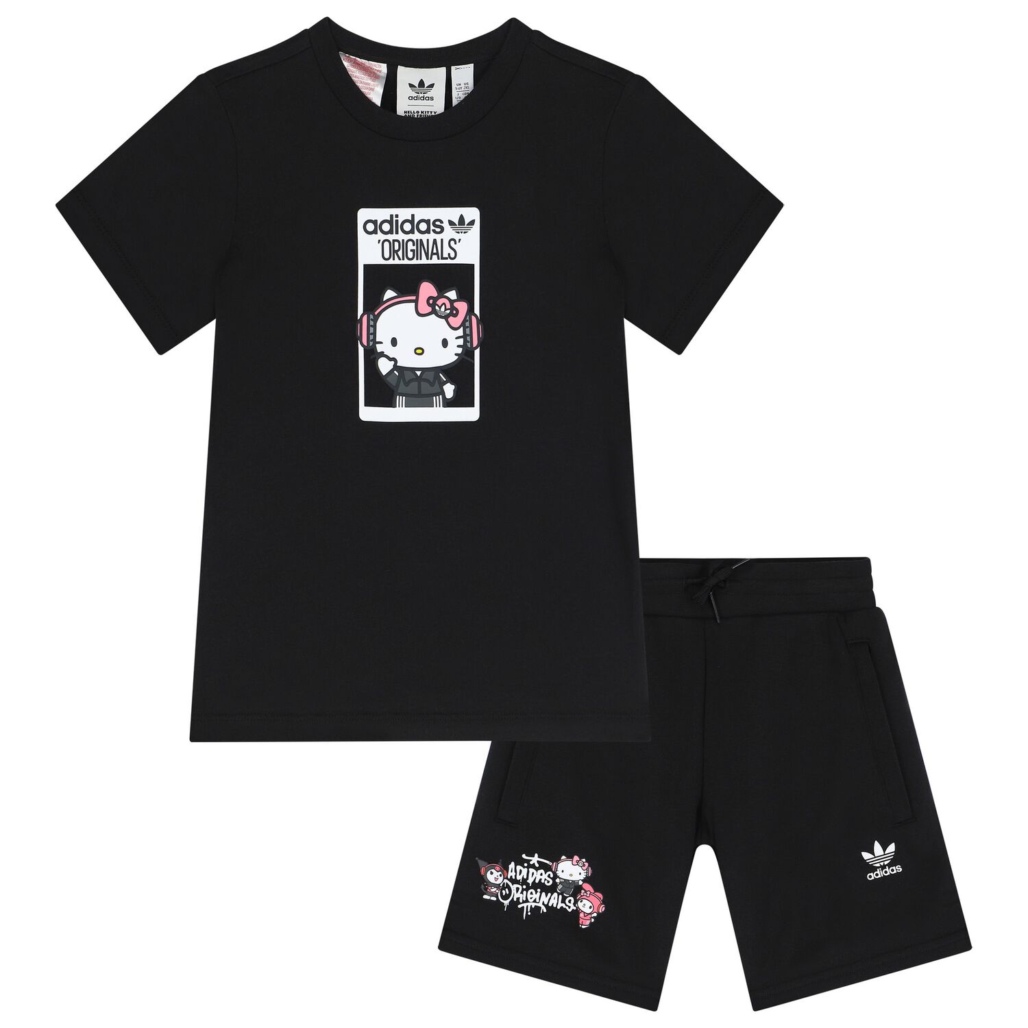 Girls Black Hello Kitty Shorts Set, 1, hi-res image number null
