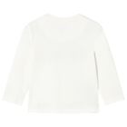 Younger Boys Ivory Logo Long Sleeve Top, 3, hi-res