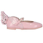 Girls Pink Butterfly Leather Shoes, 1, hi-res