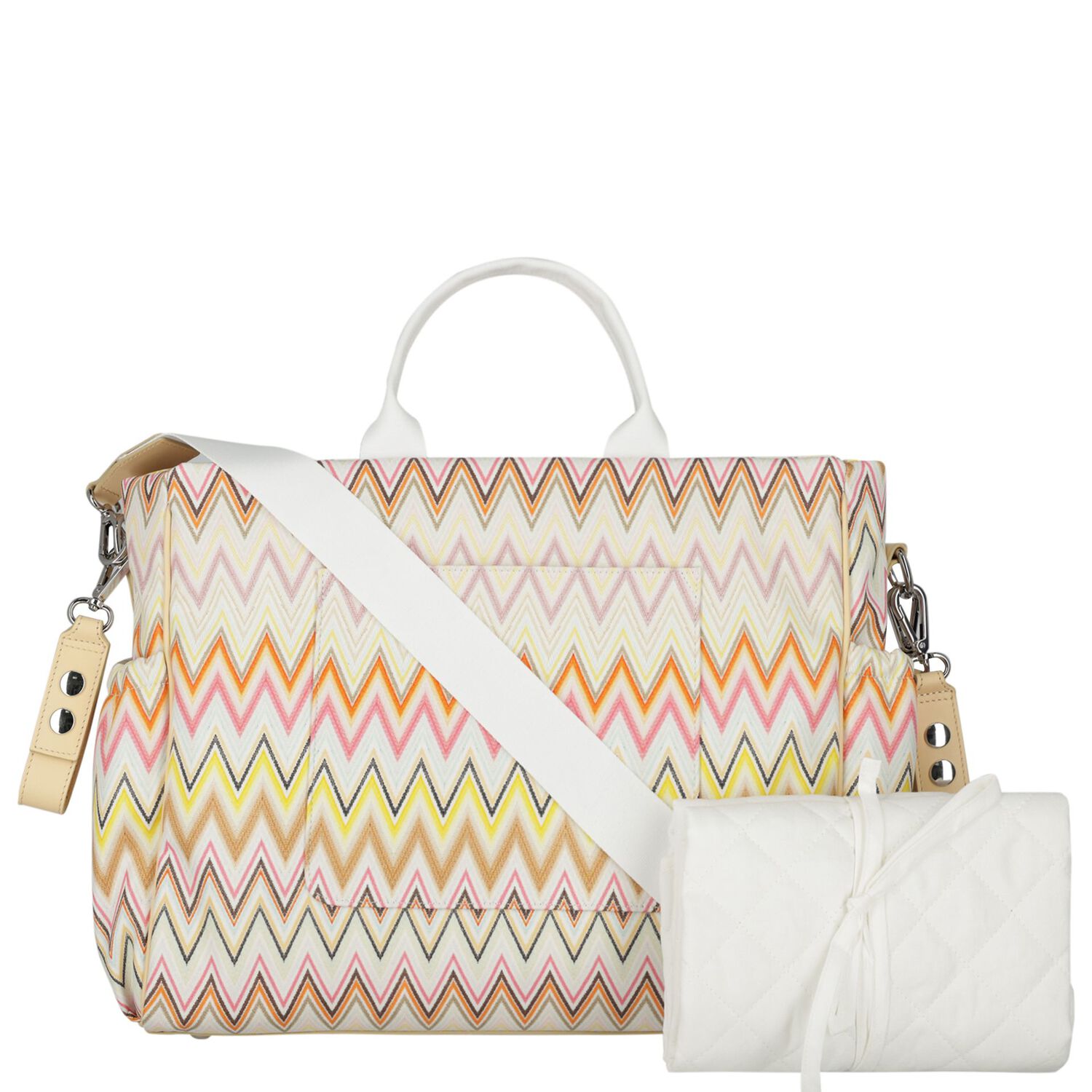 Ivory & Yellow Zig Zag Baby Changing Bag, 3, hi-res