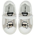White Ikonik Karl Logo Trainers, 1, hi-res