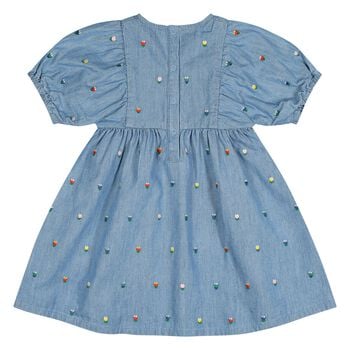 Younger Girls Denim Blue Floral Dress               
