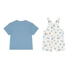 Baby Boys Blue & White Dungaree Set, 2, hi-res
