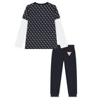 Boys Navy Blue Logo Tracksuit, 3, hi-res