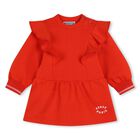 Younger Girls Red Logo Sweatshirt Dress, 1, hi-res