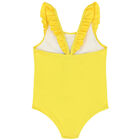 Younger Girls Yellow Teddy Bear Logo Swimsuit, 1, hi-res
