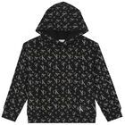 Boys Black Logo Hooded Sweatshirt, 2, hi-res