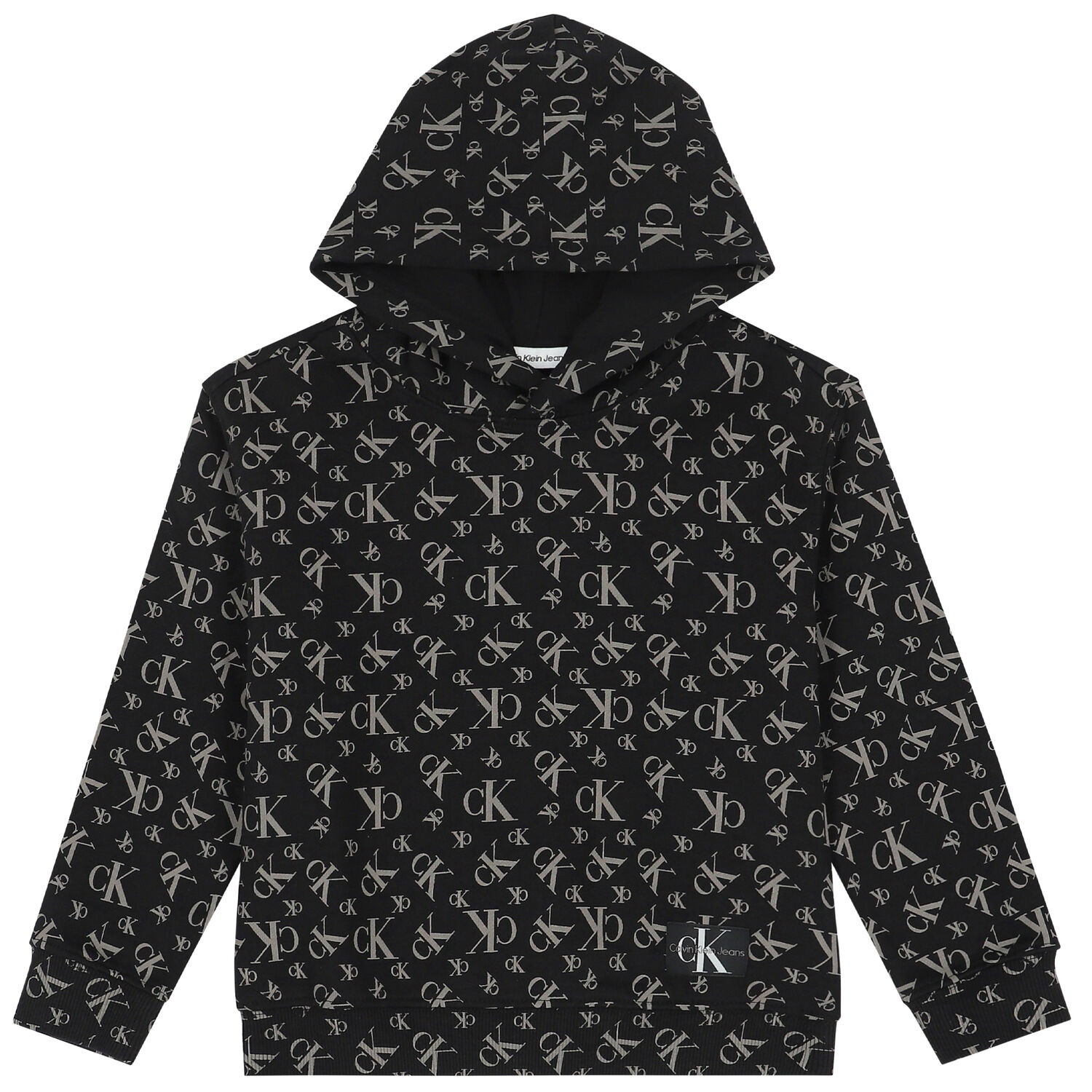 Boys Black Logo Hooded Sweatshirt, 2, hi-res