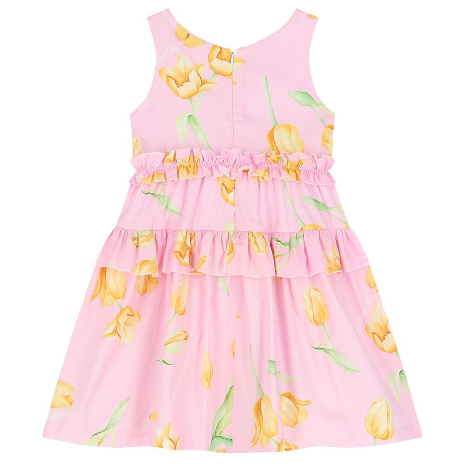 Girls Pink Ruffled Floral Dress, 1, hi-res image number null