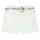 Girls White Logo Shorts, 1, hi-res