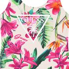 Girls Ivory Floral Logo Swimsuit, 1, hi-res