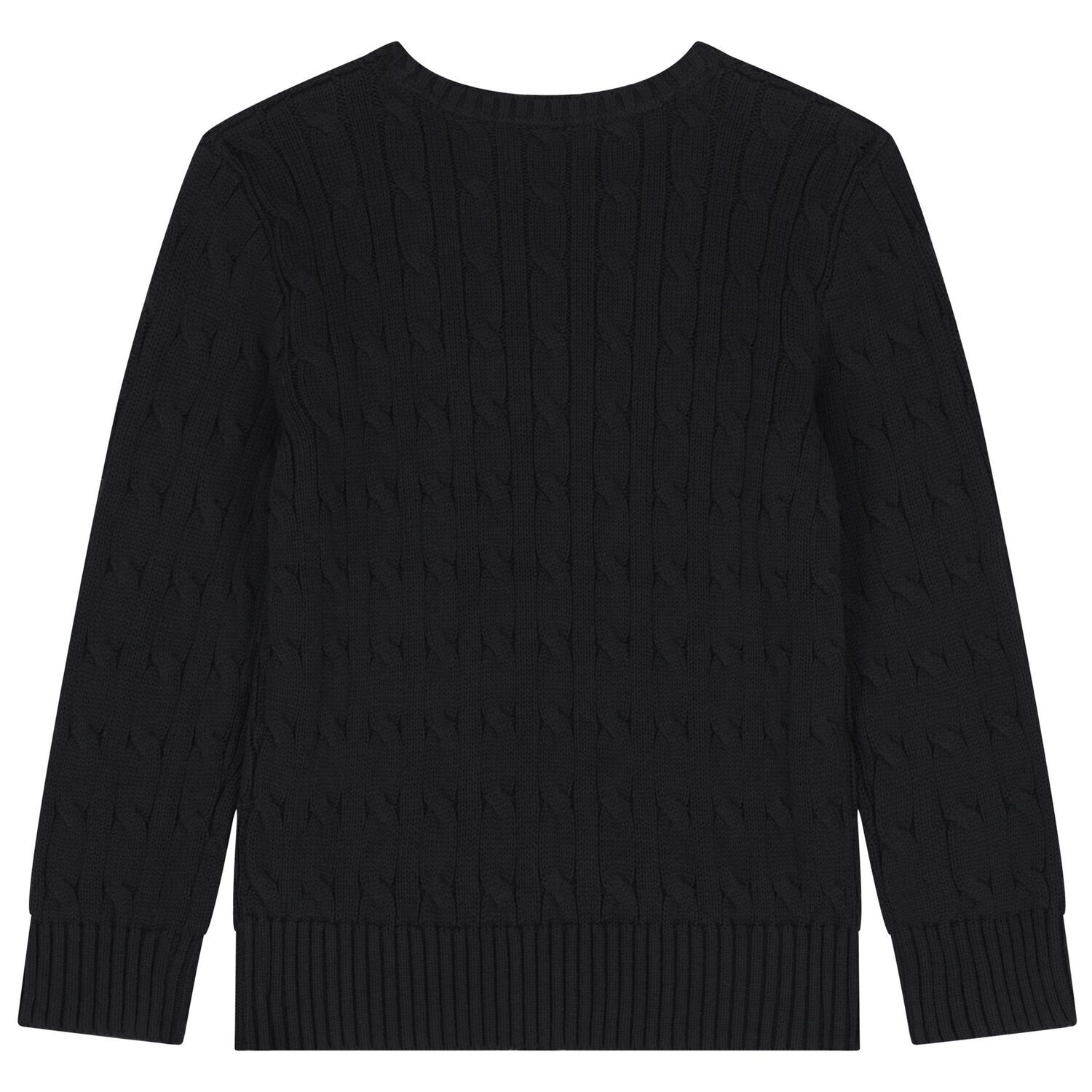 Black Logo Cable Knit Jumper, 1, hi-res