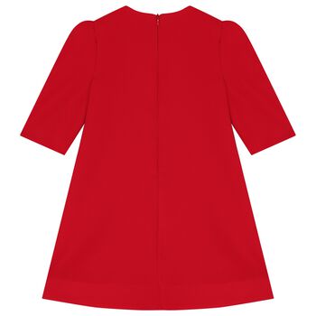 Girls Red Embellished Crepe Dress