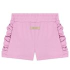 Girls Pink Logo Ruffled Shorts, 2, hi-res