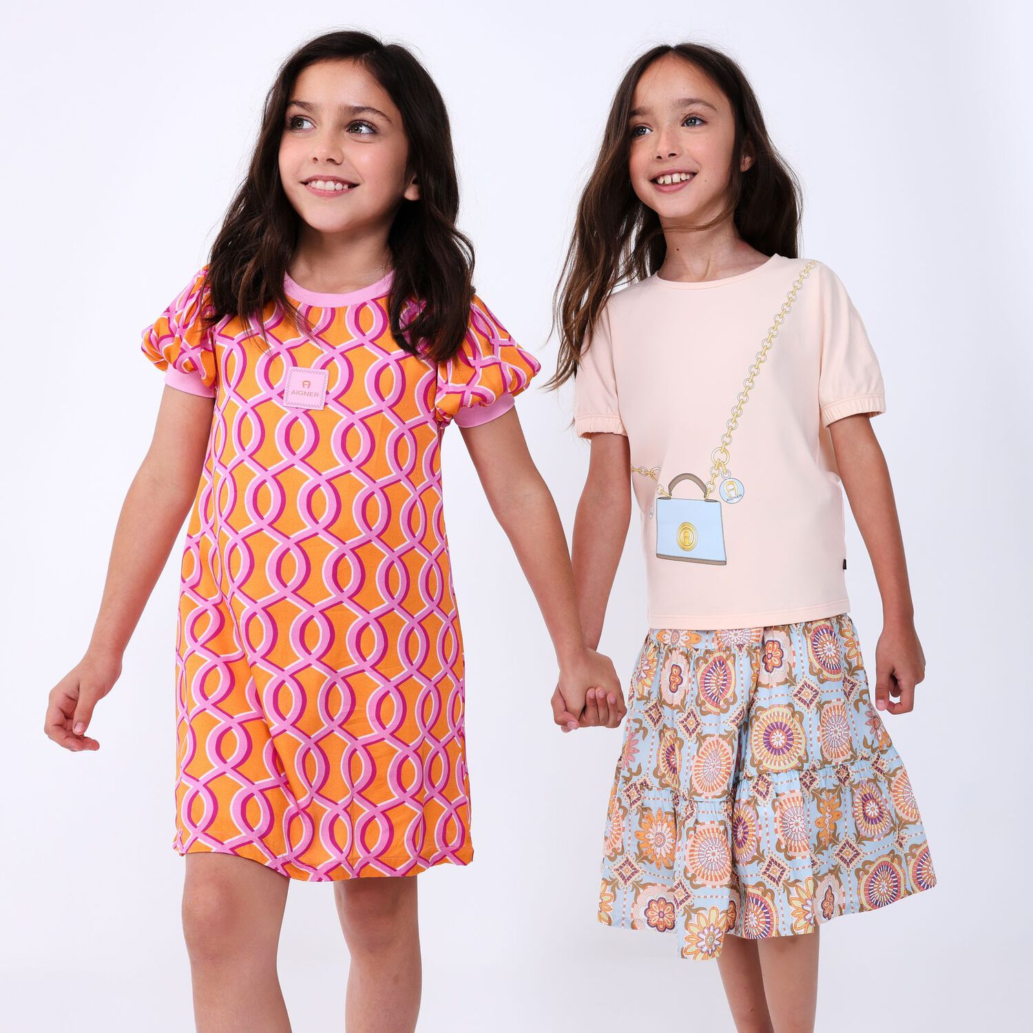 Girls Blue Logo Tiered Skirt, 1, hi-res