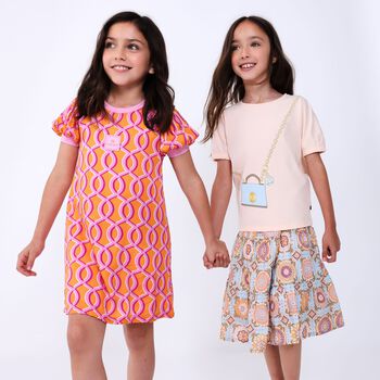 Girls Blue Logo Tiered Skirt