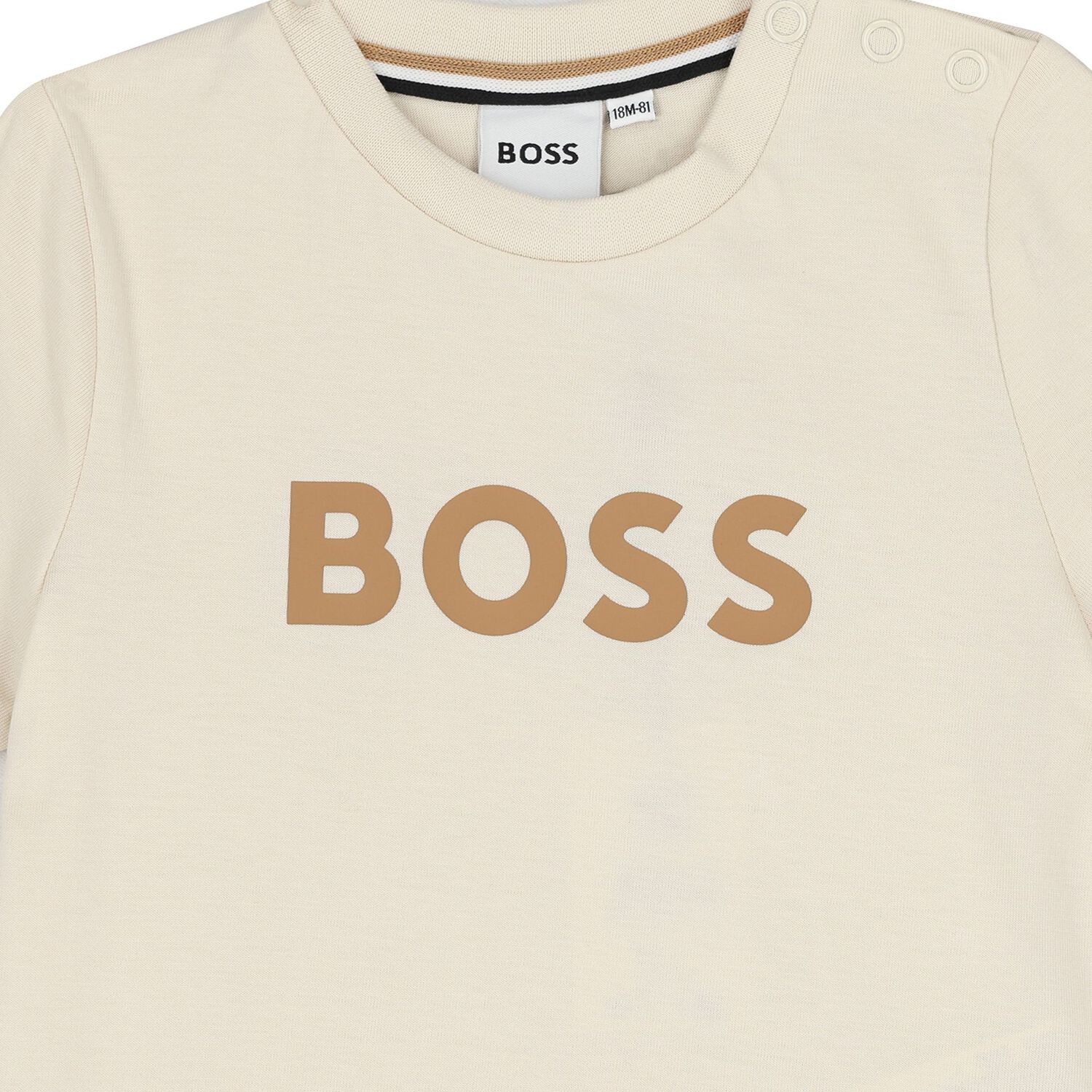 Younger Boys Mini Me Beige Logo T-Shirt, 1, hi-res
