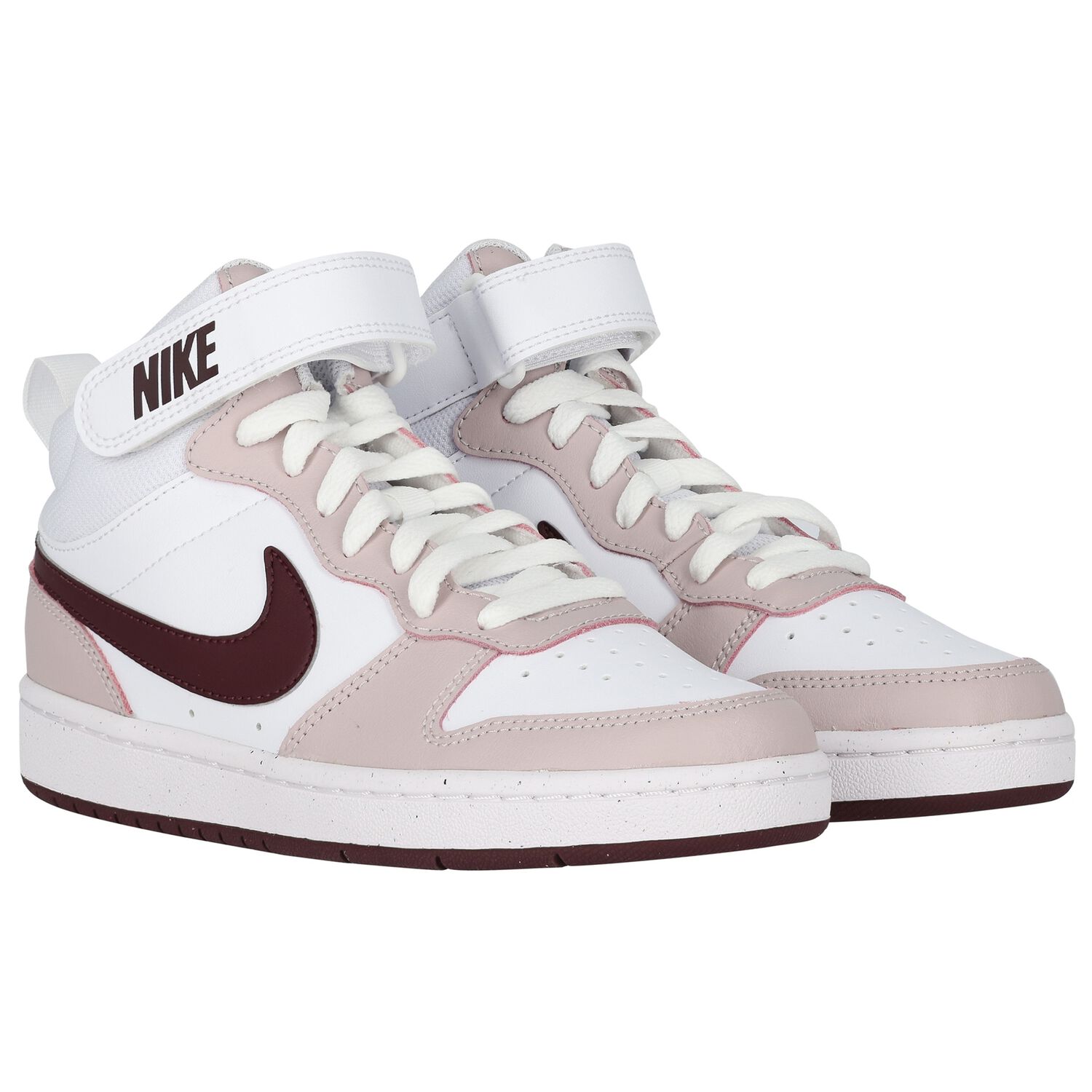 White & Pink Nike Court Borough Mid 2 Trainers, 1, hi-res