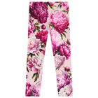 Girls Pink Peony Leggings, 1, hi-res