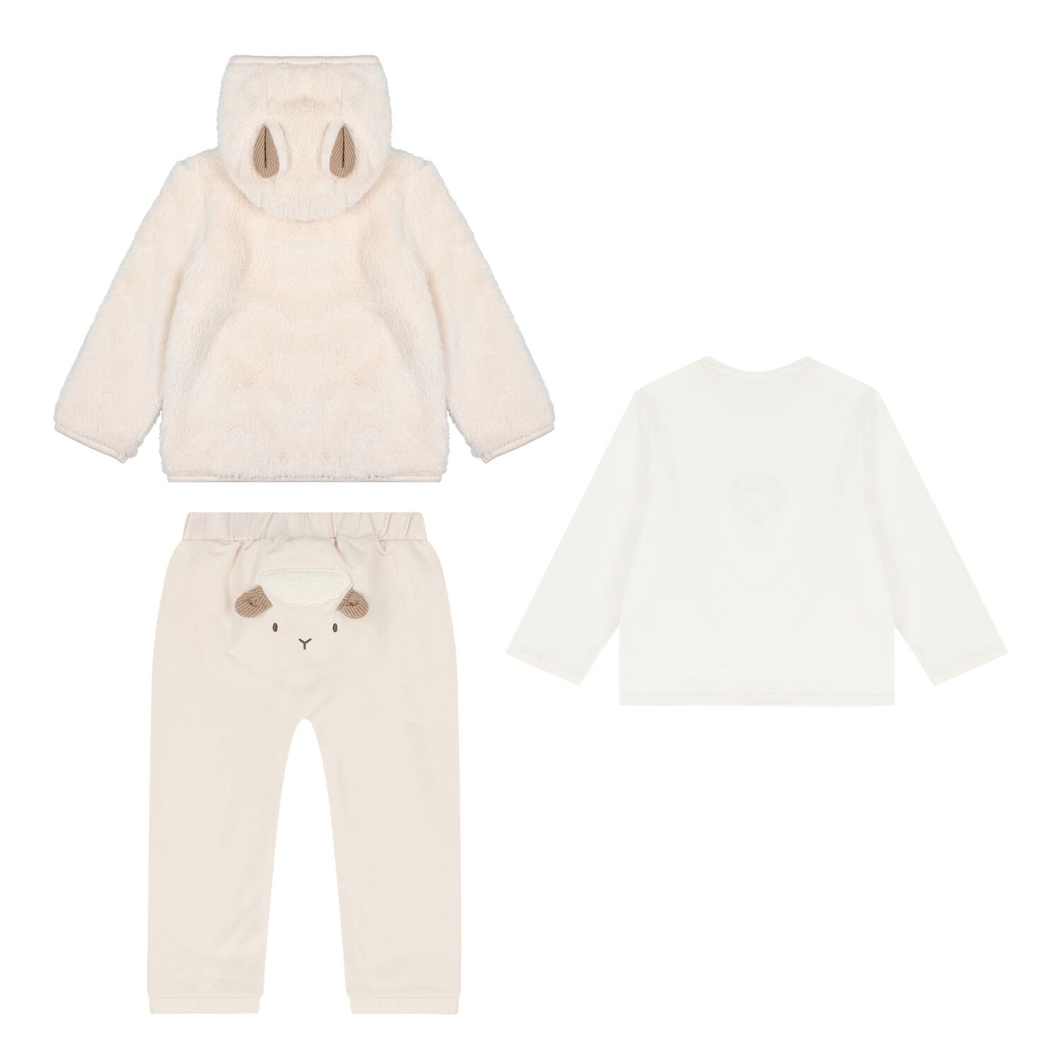 Baby Boys Beige & White Sheep Tracksuit ( 3 Piece ), 2, hi-res