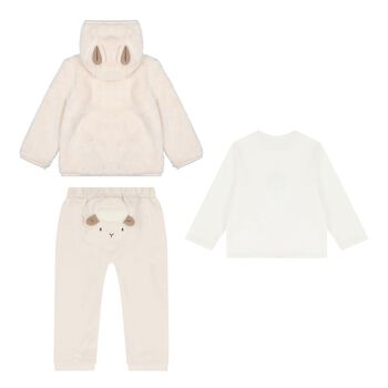Baby Boys Beige & White Sheep Tracksuit ( 3 Piece )