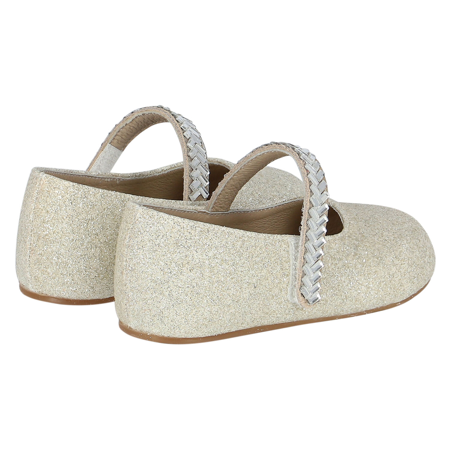 Baby Girls Ivory & Silver Glitter Shoes, 1, hi-res