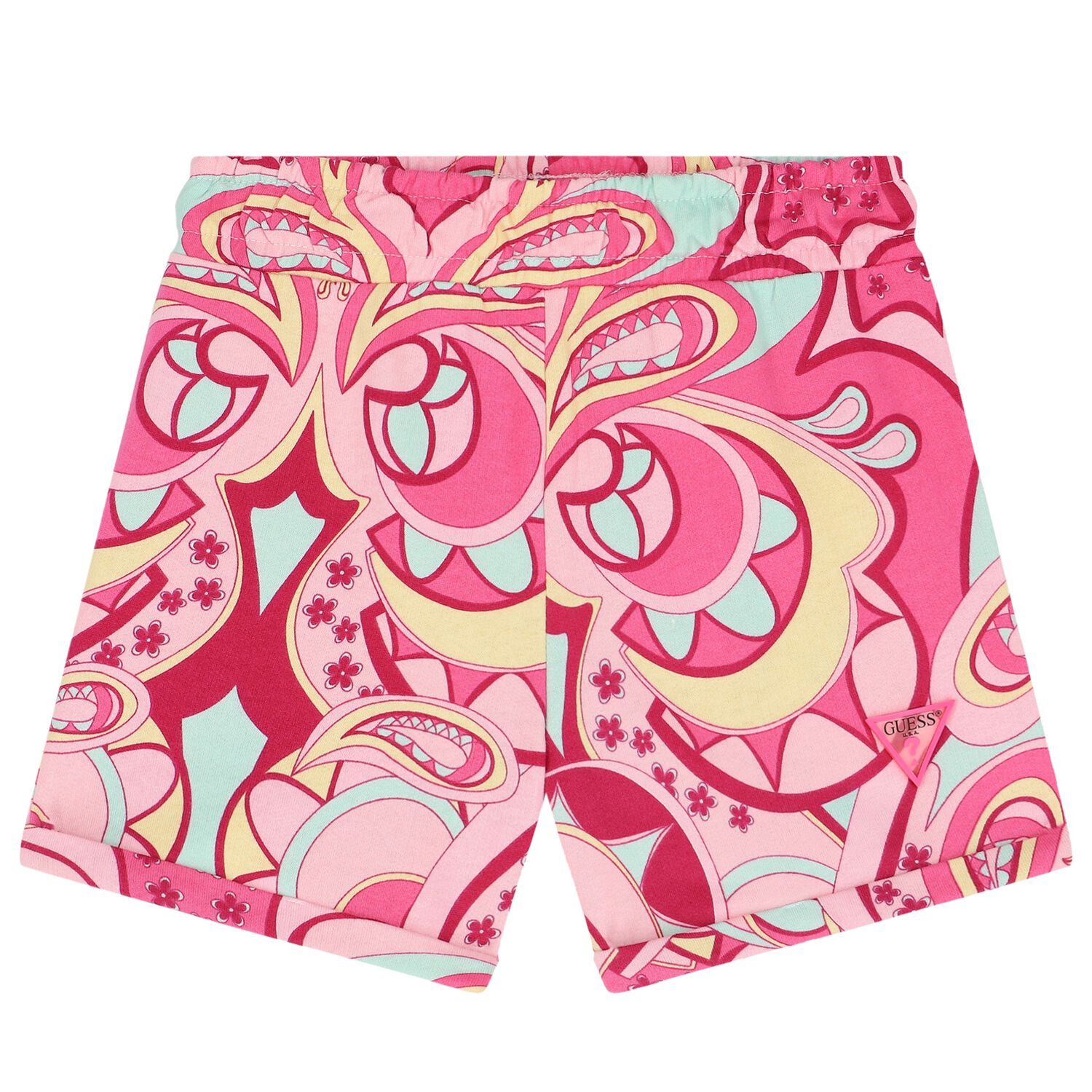 Girls Pink Abstract Print Shorts, 1, hi-res