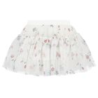 Girls White Tulle Floral Skirt, 1, hi-res