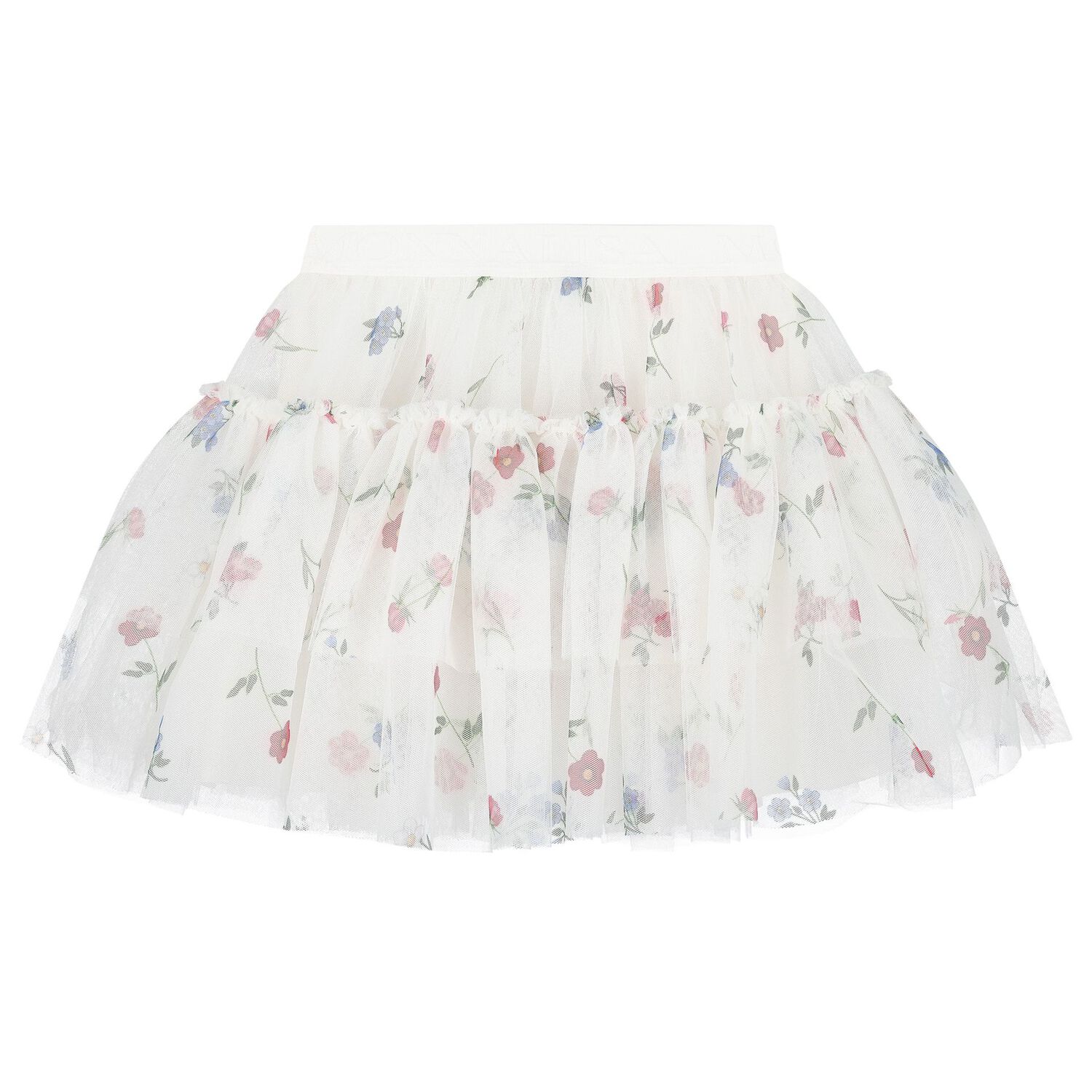 Girls White Tulle Floral Skirt, 1, hi-res image number null