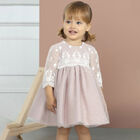 Younger Girls Pink Tulle & Lace Dress, 1, hi-res