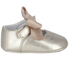Baby Girls Gold Bow Pre Walker Shoes, 4, hi-res