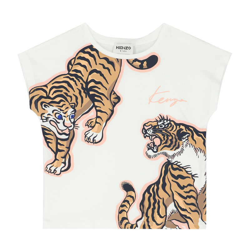 Girls Ivory Tiger T-Shirt, 1, hi-res image number null