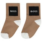 Baby Boys White, Black & Beige Logo Socks ( 3-Pack ) , 1, hi-res
