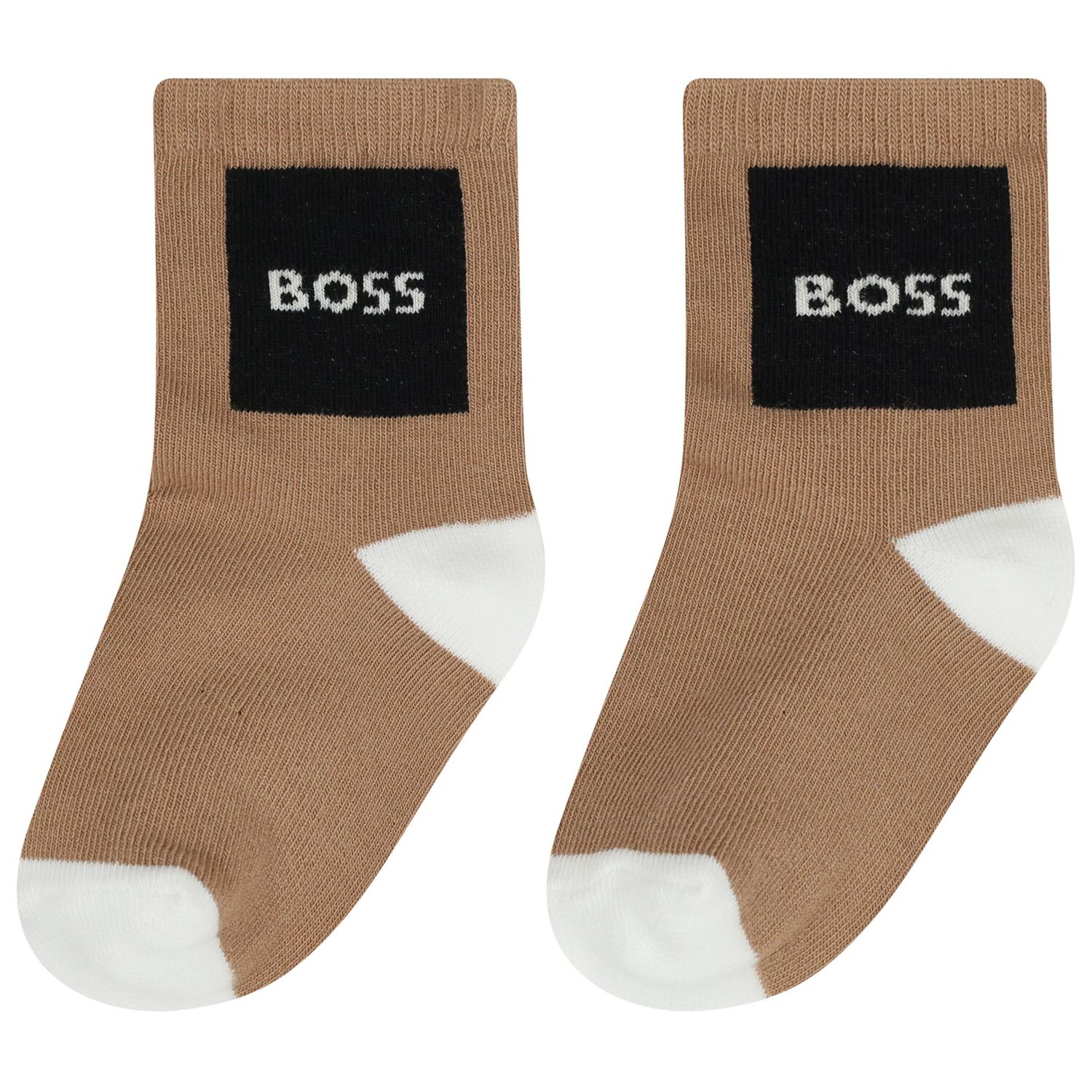 Baby Boys White, Black & Beige Logo Socks ( 3-Pack ) , 1, hi-res