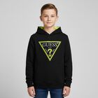 Boys Black Logo Hooded Top, 1, hi-res