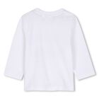 Younger Boys White Logo Long Sleeve Top, 2, hi-res