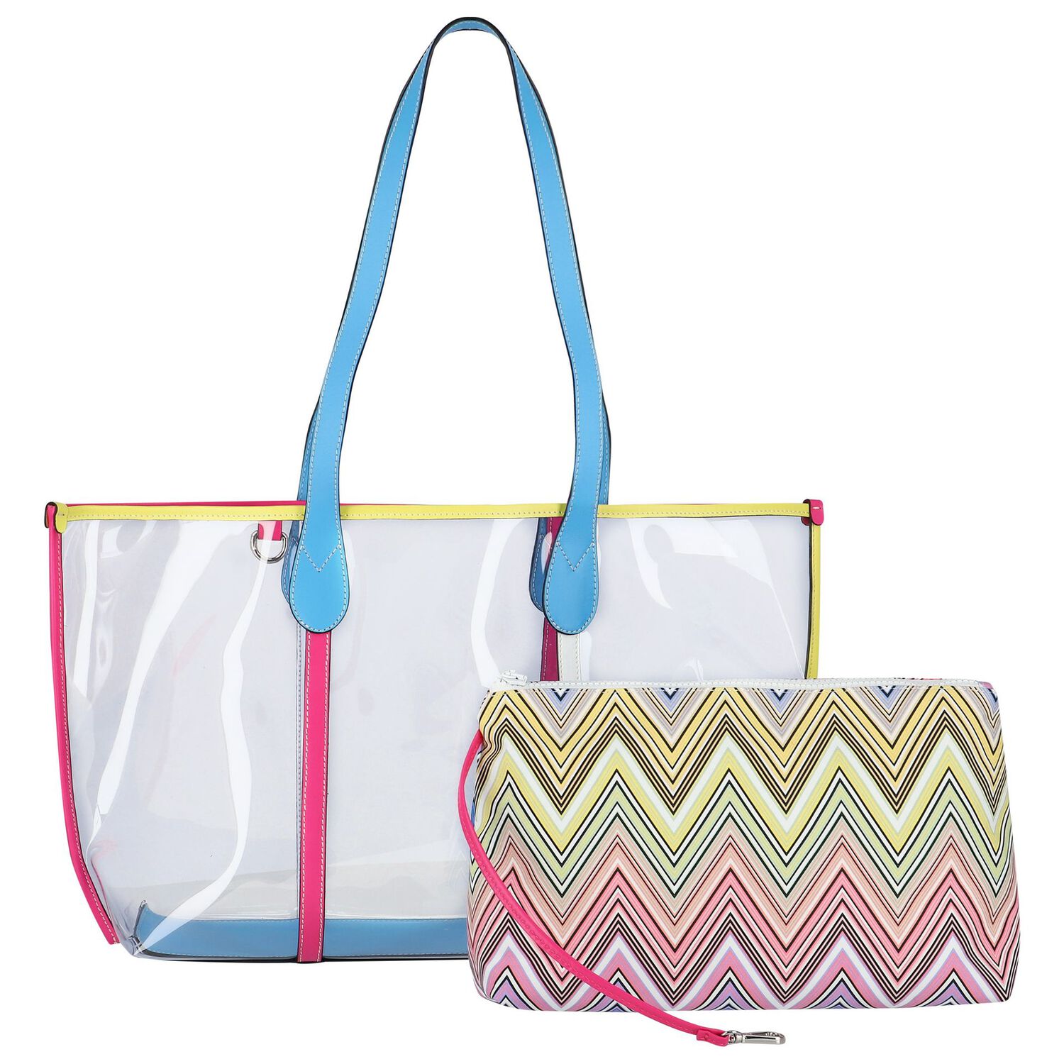 Girls Multi-Coloured Striped Tote Bag, 1, hi-res