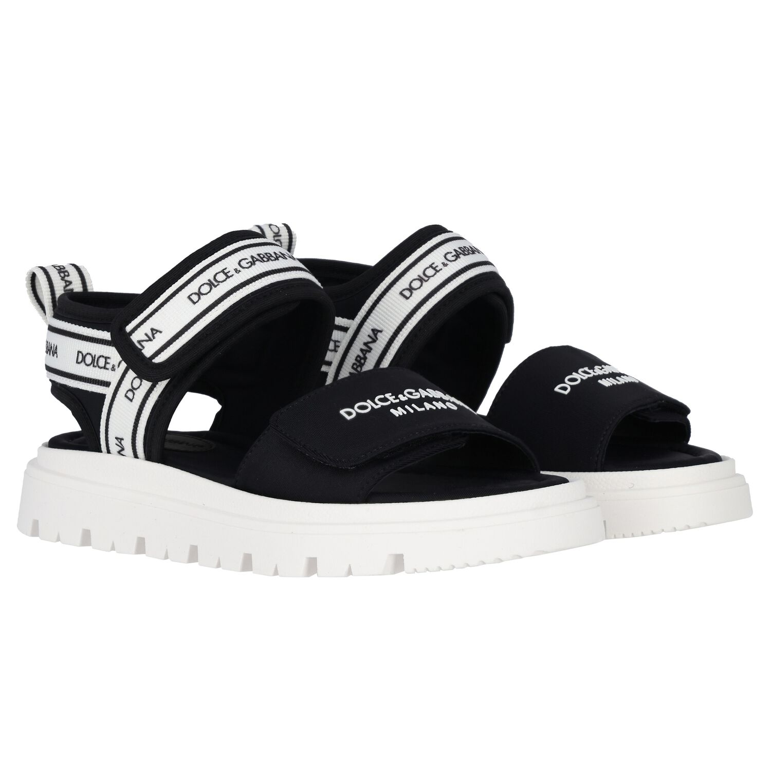 Black & White Logo Velcro Sandals, 1, hi-res image number null