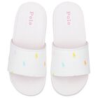 Girls White Logo Sliders, 1, hi-res