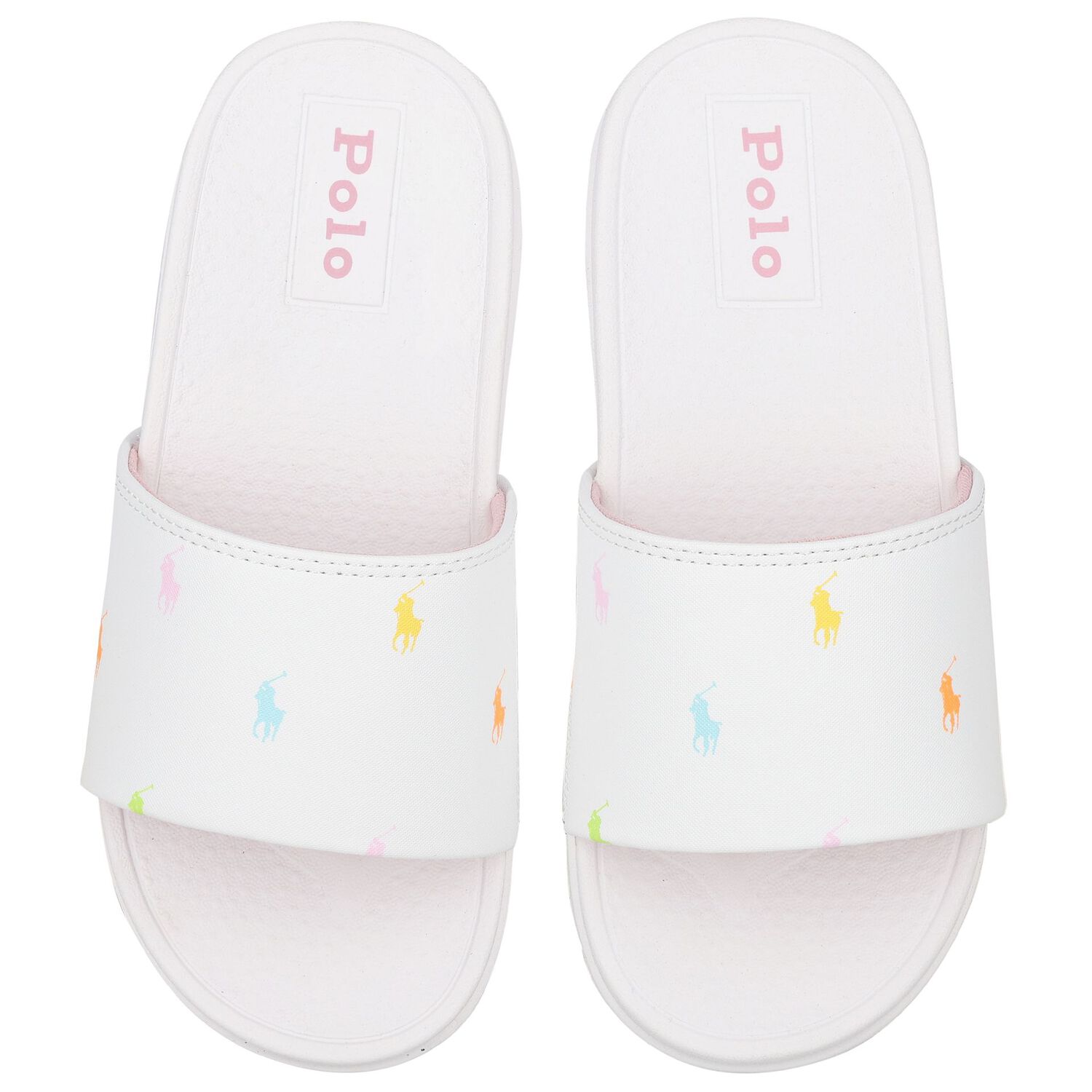 Girls White Logo Sliders, 1, hi-res