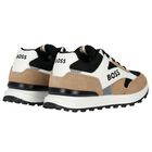Boys Black, Beige & White Logo Trainers, 1, hi-res