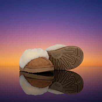 Younger Girls Chestnut Brown Funkette Suede Slippers