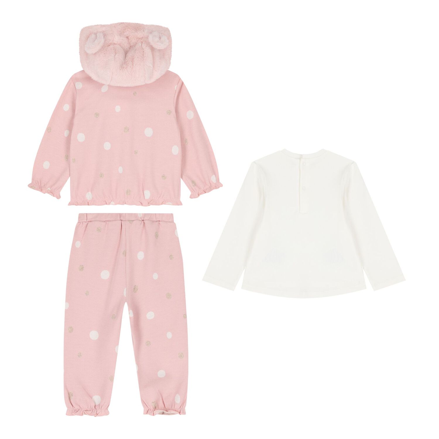 Baby Girls Pink & Ivory Bunny Tracksuit ( 3 Piece ), 1, hi-res