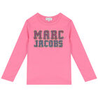 Girls Pink Logo Long Sleeve Top, 1, hi-res